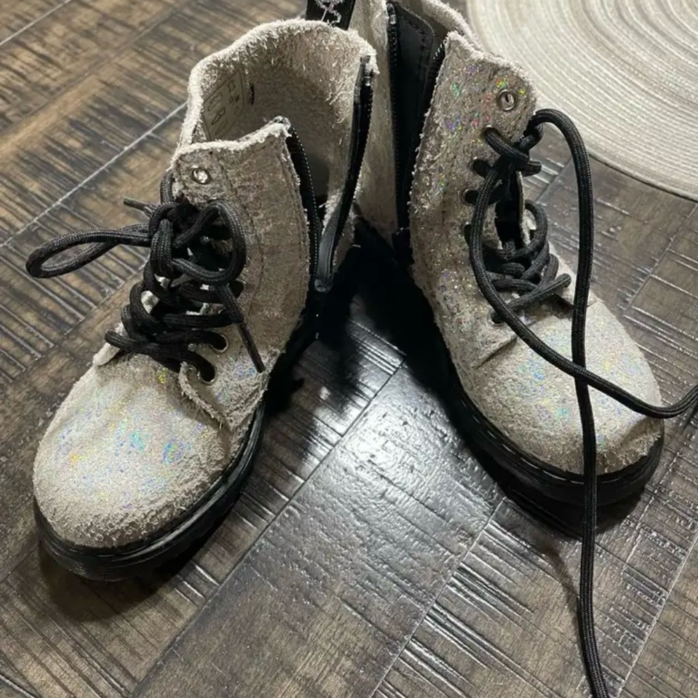Toddler girl size 11 silver Airwair Dr.Martens